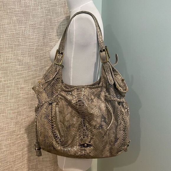 Elliot Lucca Sintra Snakeskin print embossed leather handbag - Picture 3 of 12